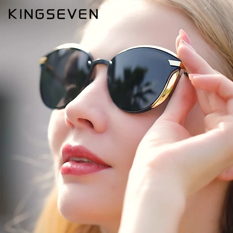 KINGSEVEN 고양이 눈 선글라스 여성 편광 된 패션 숙 녀 태양 안경 여성 빈티지 그늘 Oculos de sol Feminino UV400
