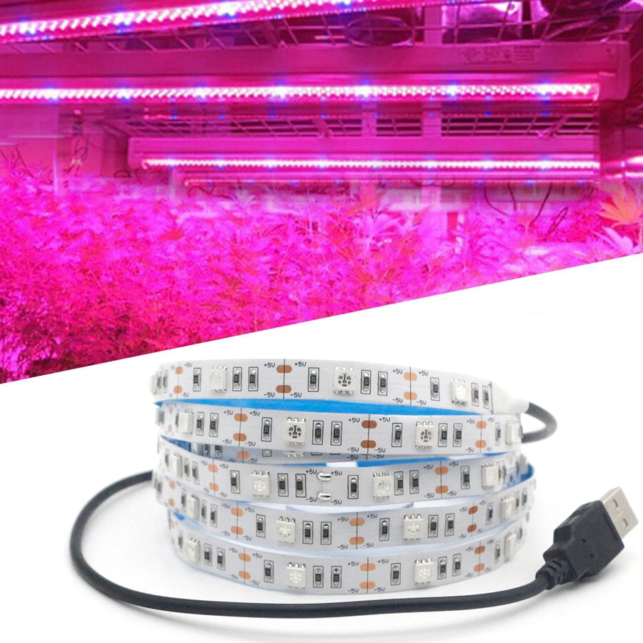 LED Phyto Lamps 5V Full Spectrum LED Grow Light 5050 Strip LED Fitolampy Grow Lights USB/battery For Greenhouse Hydroponic plant