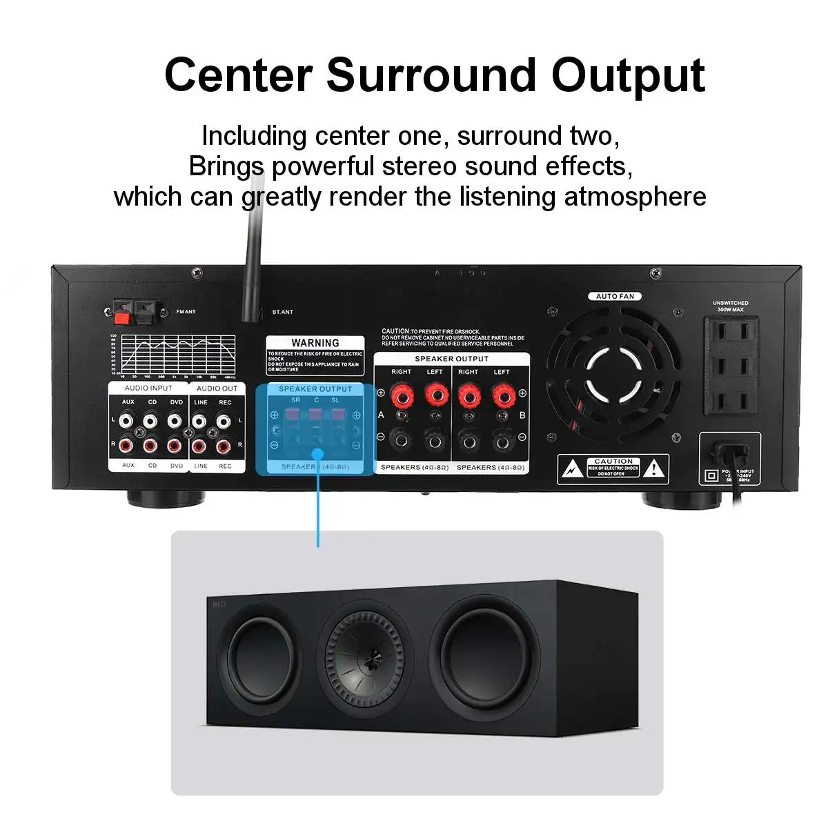 SUNBUCK 3000W bluetooth 7 Channel Audio Power Amplifier 110V 220V AV Amp Speaker with Remote Control Support FM USB SD Cards