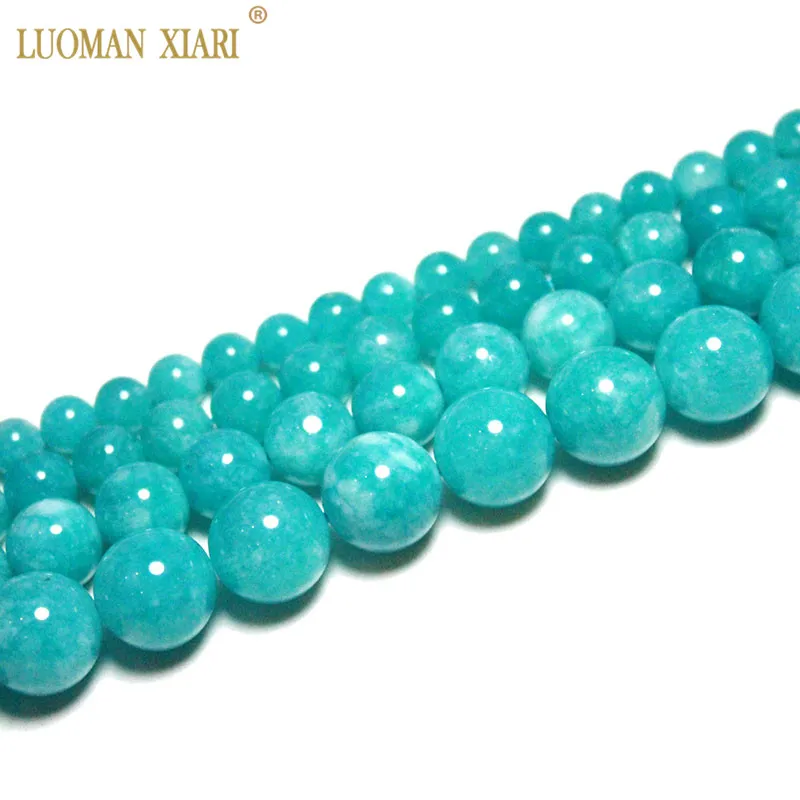 Wholesale Natural Blue Round Natural Stone Amazonite Round Beads For Jewelry Making Diy Bracelet Necklace 6/8/10/12mm 15