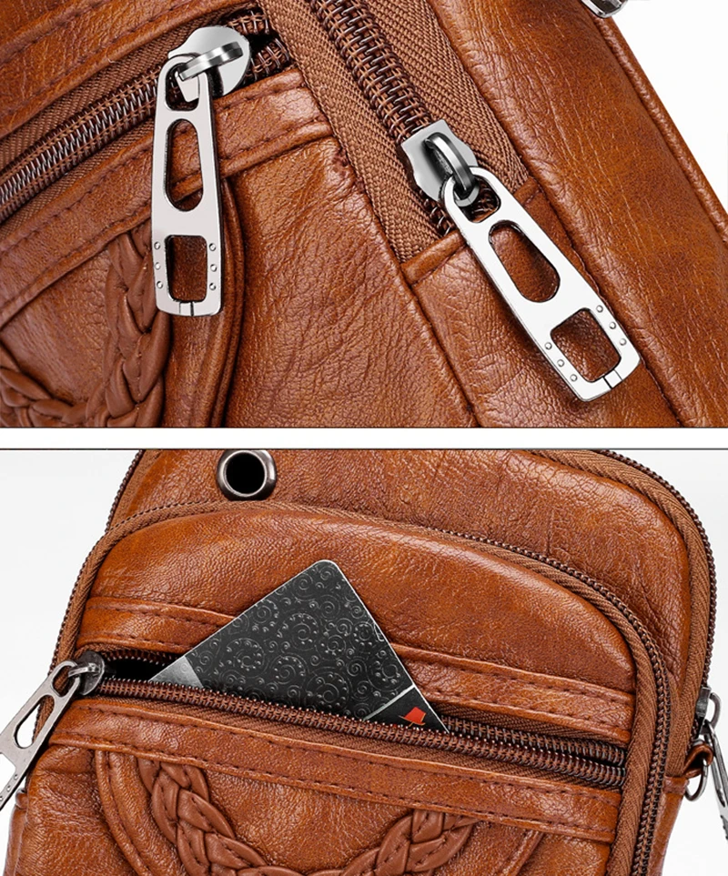 Multifunktion ale weiche pu Leder kleine Umhängetasche für Frauen Vintage Umhängetasche Geldbörse Handy Baga Handtasche Geldbörse – Detail 27