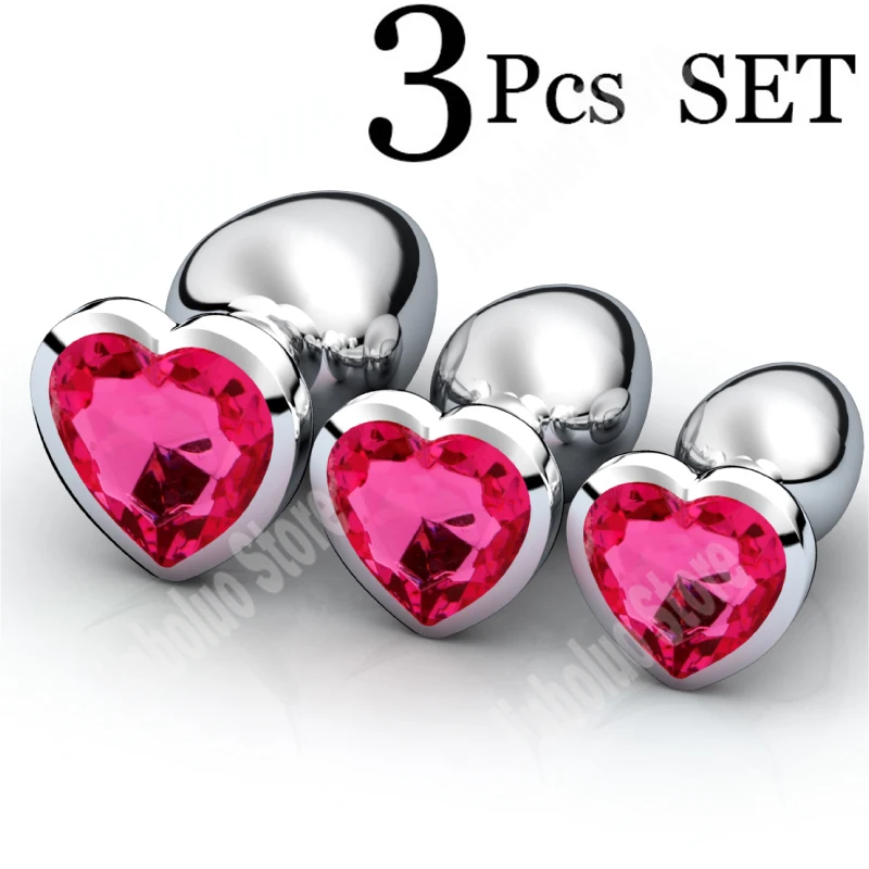 3Pcs/Set Metal Anal Plug Anal Dilator Bead Prostate Anal Massager Sex Toy For Women Anus Trainer Butt Plug With Jewelry Crystal