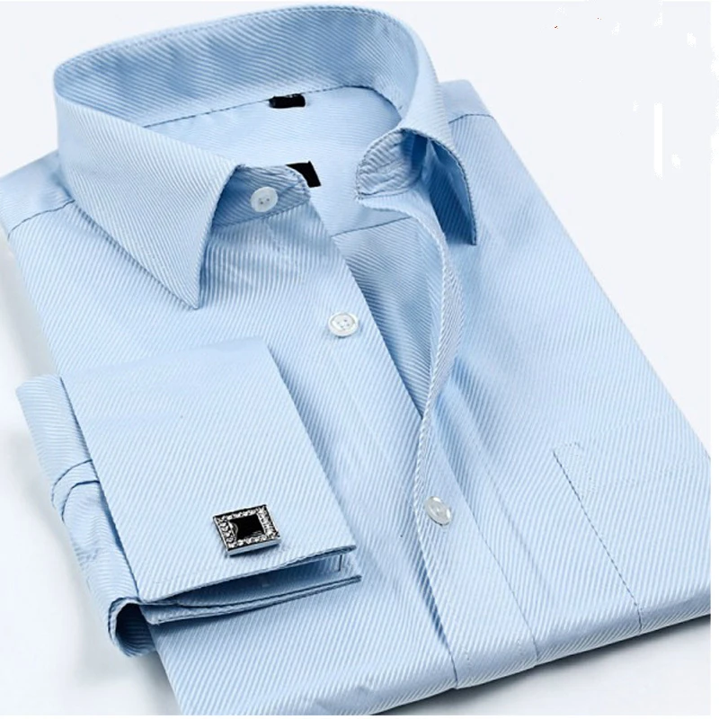 Nieuwe Mannen Klassieke Franse Manchetknopen Shirt Merk Formele Shirts Voor Mannen Lange Mouw Overhemd Mannen Camisa Masculina