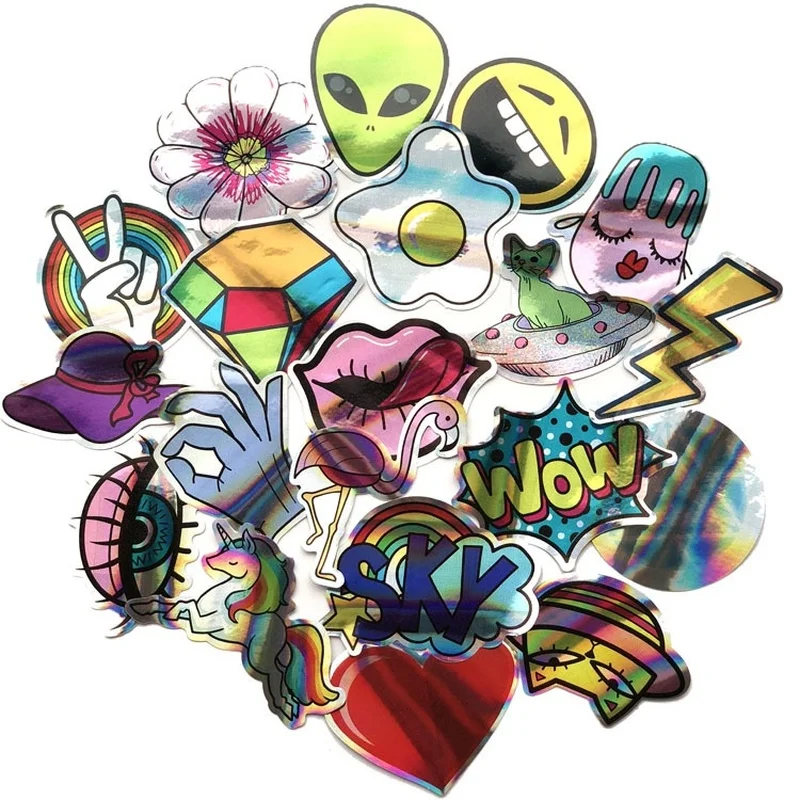 10 Sets=200PCS Laser Personality Waterproof Graffiti Stickers Notebook Trolley Case Skateboard Guitar Stickers