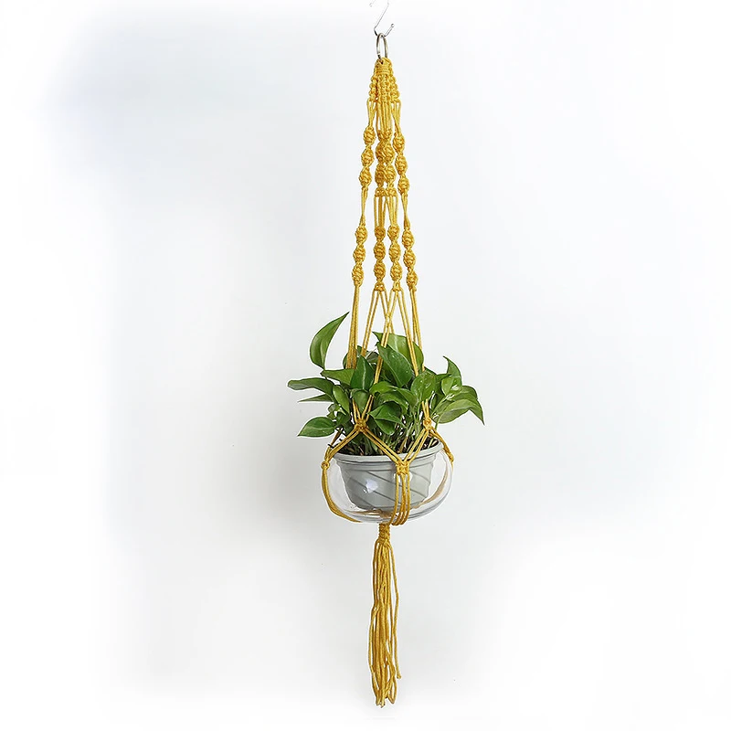 105cm Hand-woven Flowerpot Hanging Baskets Jute Tassel Flower Pot Net Wall Hanging Planter Basket Indoor Outdoor Decor