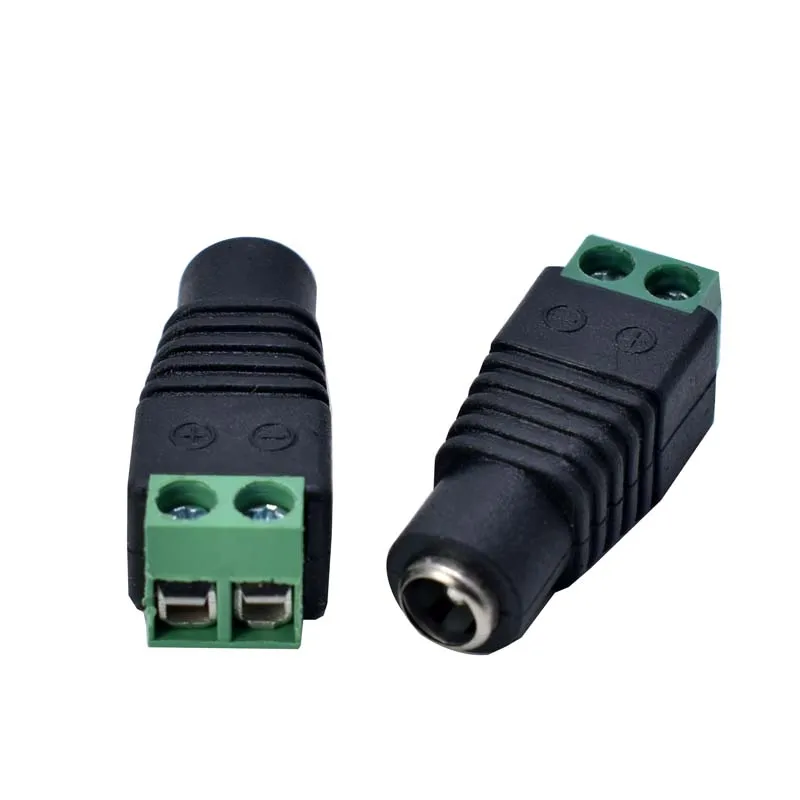 10PCS dc 5.5*2.5MM power jack socket connector 5.5X2.5MM FEMALE PLUG solderless terminal Screw Fastening Type 5.5*2.1MM 5.5*2.1