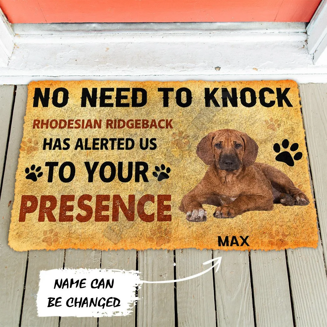 3D No Need To Knock Rhodesian Ridgeback Dog Custom Name Doormat Indoor Doormat Non Slip Door Floor Mats Decor Porch Doormat