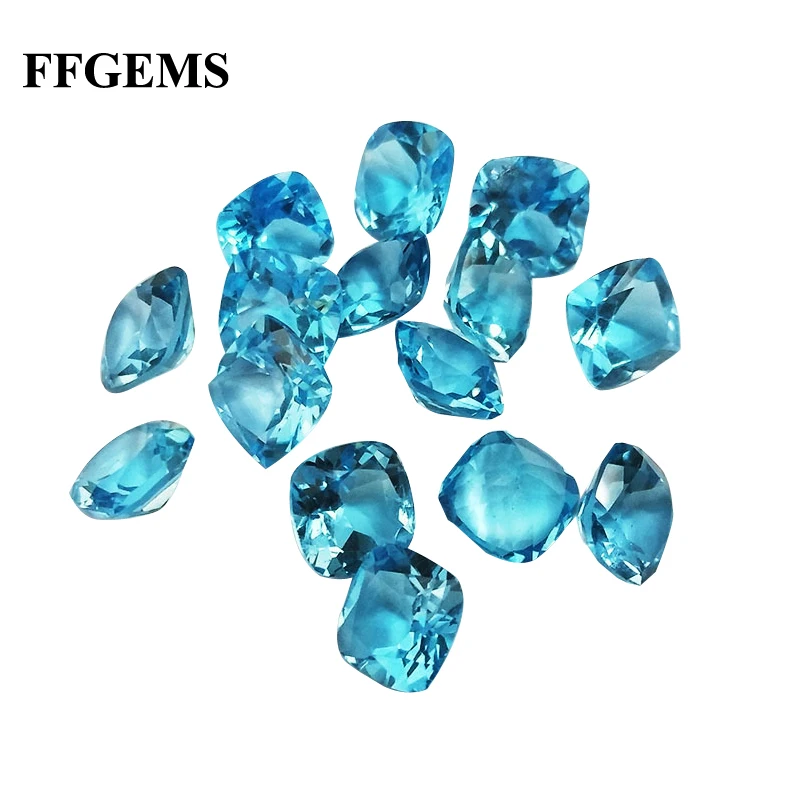 Natural Swiss Blue Topaz Aquamarine Loose Gemstone Fat Square Big Diy For Silver Gold Setting Fine Jewelry Women Free Shipping