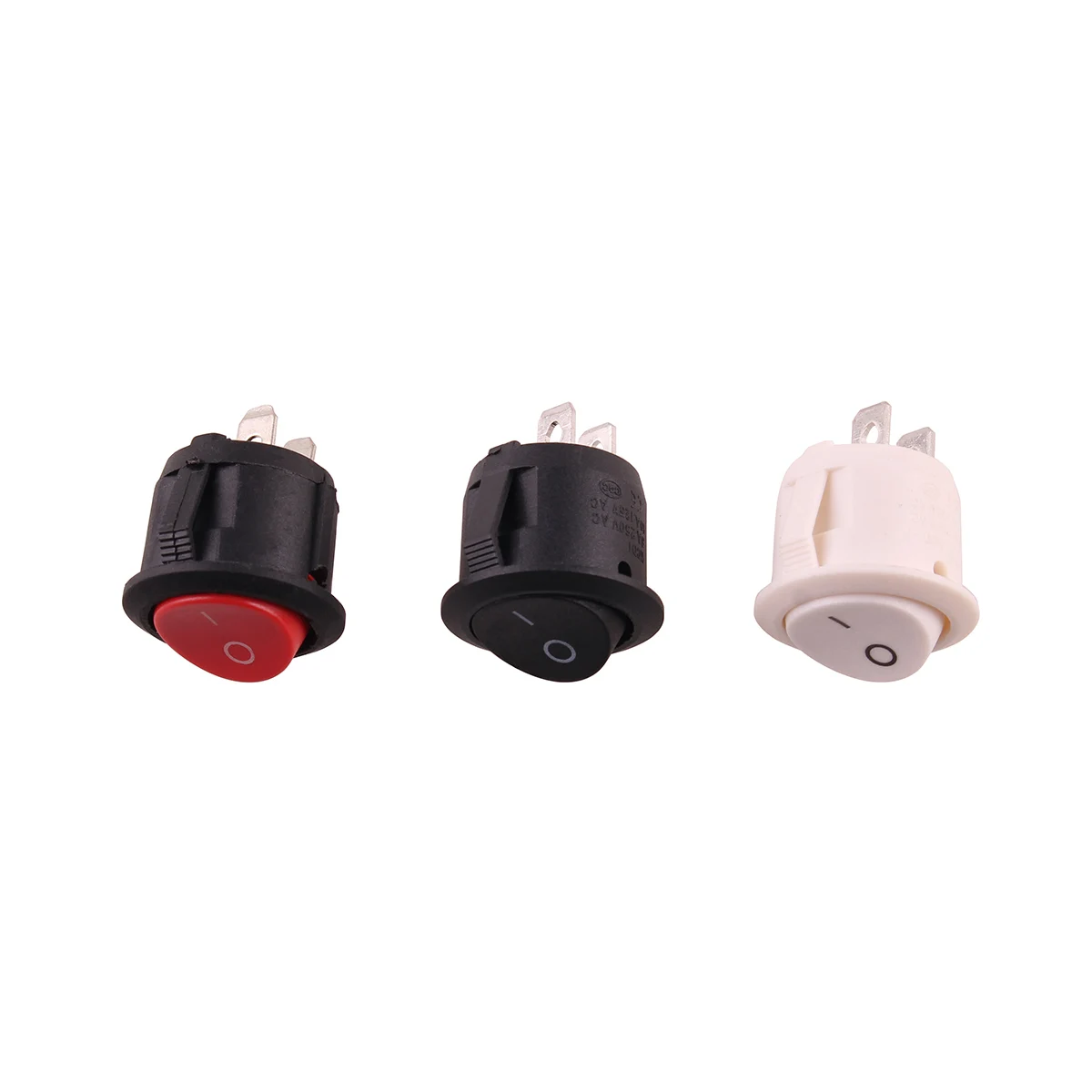 Red Black White 20mm Diameter ON/OFF Round Rocker Toggle Switch 6A/250VAC 10A 125VAC Plastic Push Button Switch