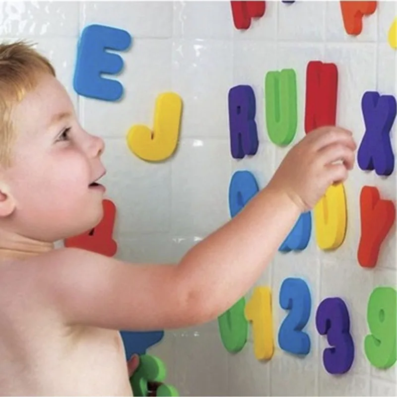 Puzzle per bambini giocattolo da bagno EVA alfanumerico lettera incolla scuola materna parola cognitiva Puzzle bagno numero forKid giocattolo per l'educazione precoce