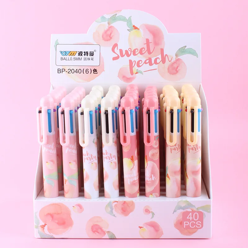 

Cute Fruit Sweet Peach 6 Colors Ballpoint Pen 60 Pcs/lot School Office Supply Gift Stationery Papelaria Escolar