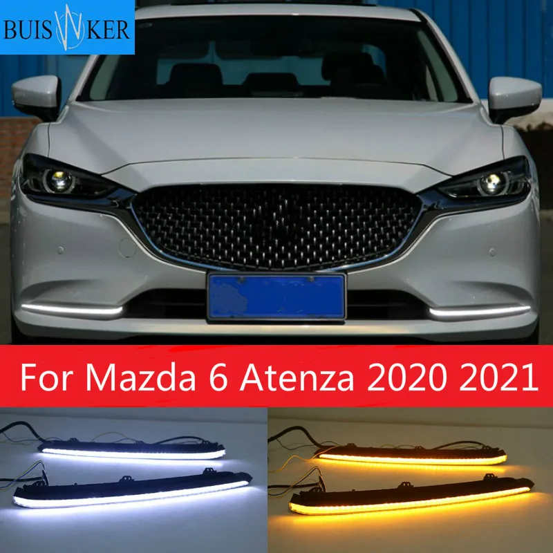 

2PCS Flowing Yellow Turn Signal Waterproof ABS Car DRL Lamp LED Daytime Running Light For Mazda 6 Atenza 2020 2021