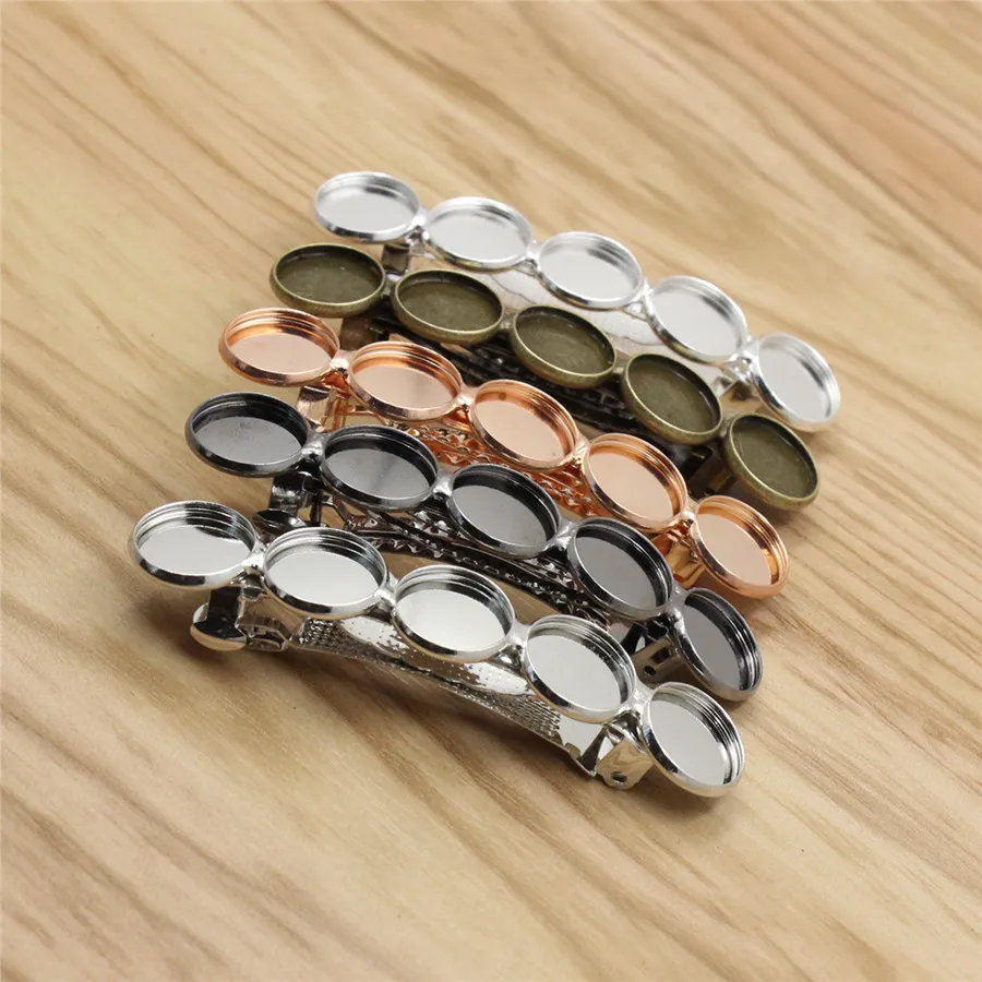 Onebeading Fit 12mm Round Cabochons 5 bases Hairpins Blank  Settings Hair Snap Clips Accessories For DIY Accessories 14x68mm 5pc