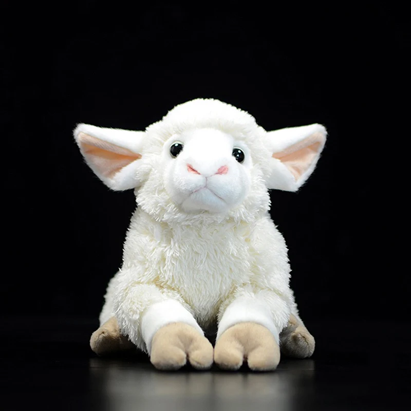 Cute Soft Sheep Stuffed Plush Toy Realistic Simulation Original Ovis aries Cuddly Animal Model Doll Kids Audlt Gifts