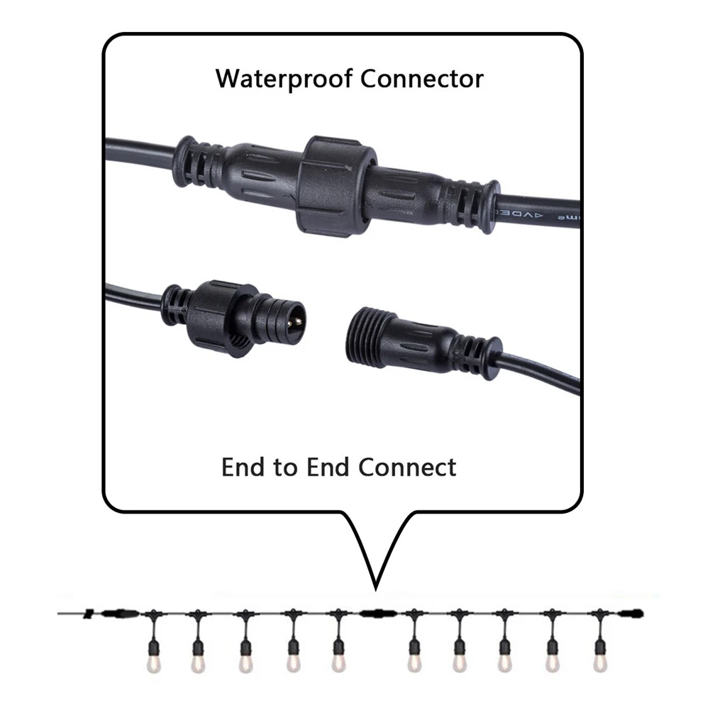 Tira de luces LED impermeables para decoración de jardín, bombillas S14 Edison conectables, festón para fiesta, vacaciones de Navidad, 10M