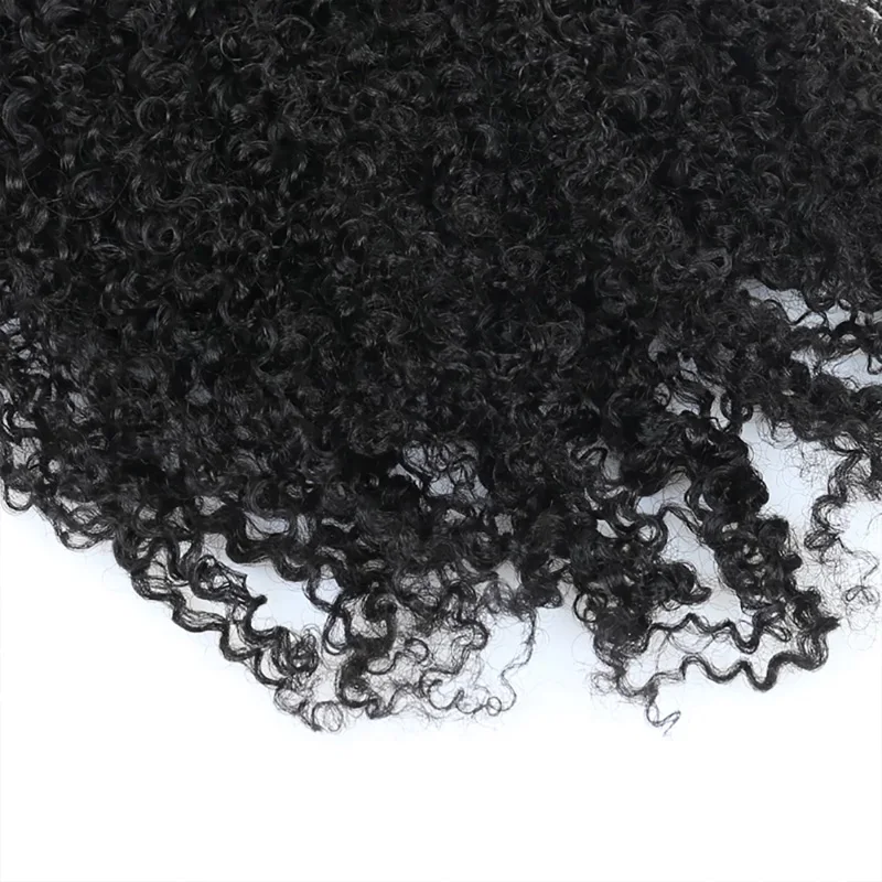 Coda di cavallo capelli umani ricci crespi 4A Hairpiece estensione finta coda di cavallo coda naturale di capelli umani reali naturali 100% coulisse