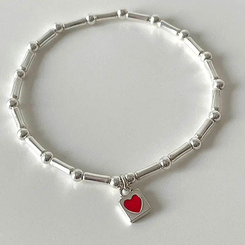 FOXANRY Silver Color Bracelets for Women New Trendy Elegant Creative Bamboo Joint Design LOVE Heart Bangles Party Jewelry