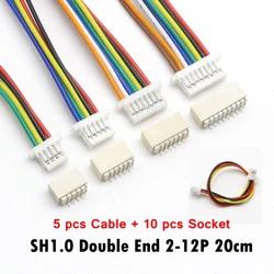 5 sets JST SH 1.0mm Wire Cable Connector Double End SMD Horizontal Socket 28AWG 200mm 2P 3P 4P 5P 6P 7P 8P 9P 10P 11P 12 Pin