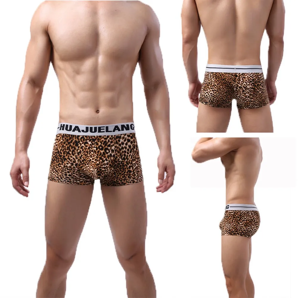 Ropa interior Sexy para hombre, calzoncillos con estampado de leopardo y Tigre, bañadores de estilo salvaje, bragas transpirables