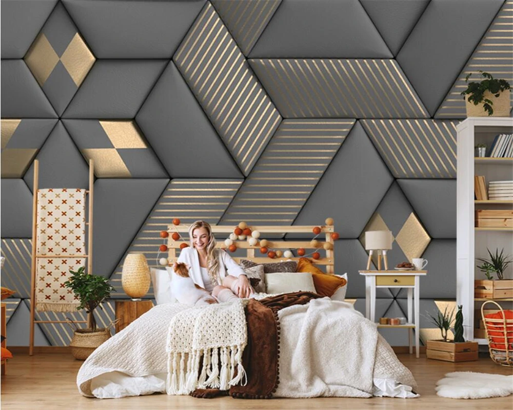 beibehang Custom Nordic papel de parede Modern New Geometric TV Sofa Background Bedroom Interior Living Room Wallpaper