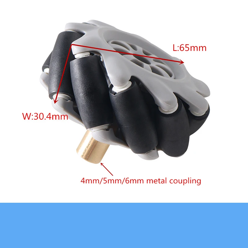 20kg Belasting 65mm Mecanum Wiel Plastic Universele Wiel Met 4mm/5mm/6mm Metalen Koppeling Voor Smart ROS Robot Auto DIY Concurrentie Speelgoed