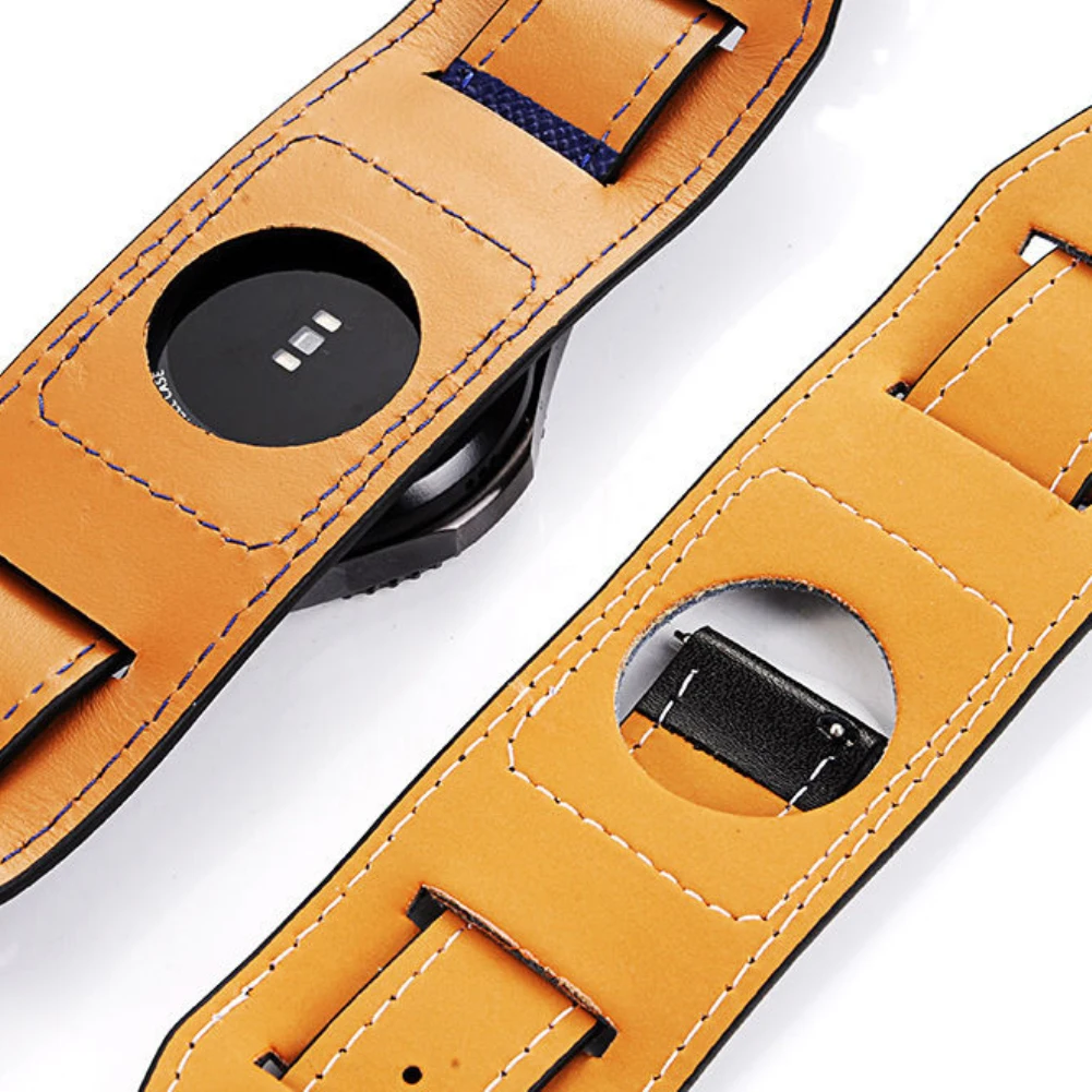 22mm Leather Strap for Galaxy Watch 42mm 46mm Replacement for Gear S3 Frontier/Classic Bracelet Wristband Smart Watch