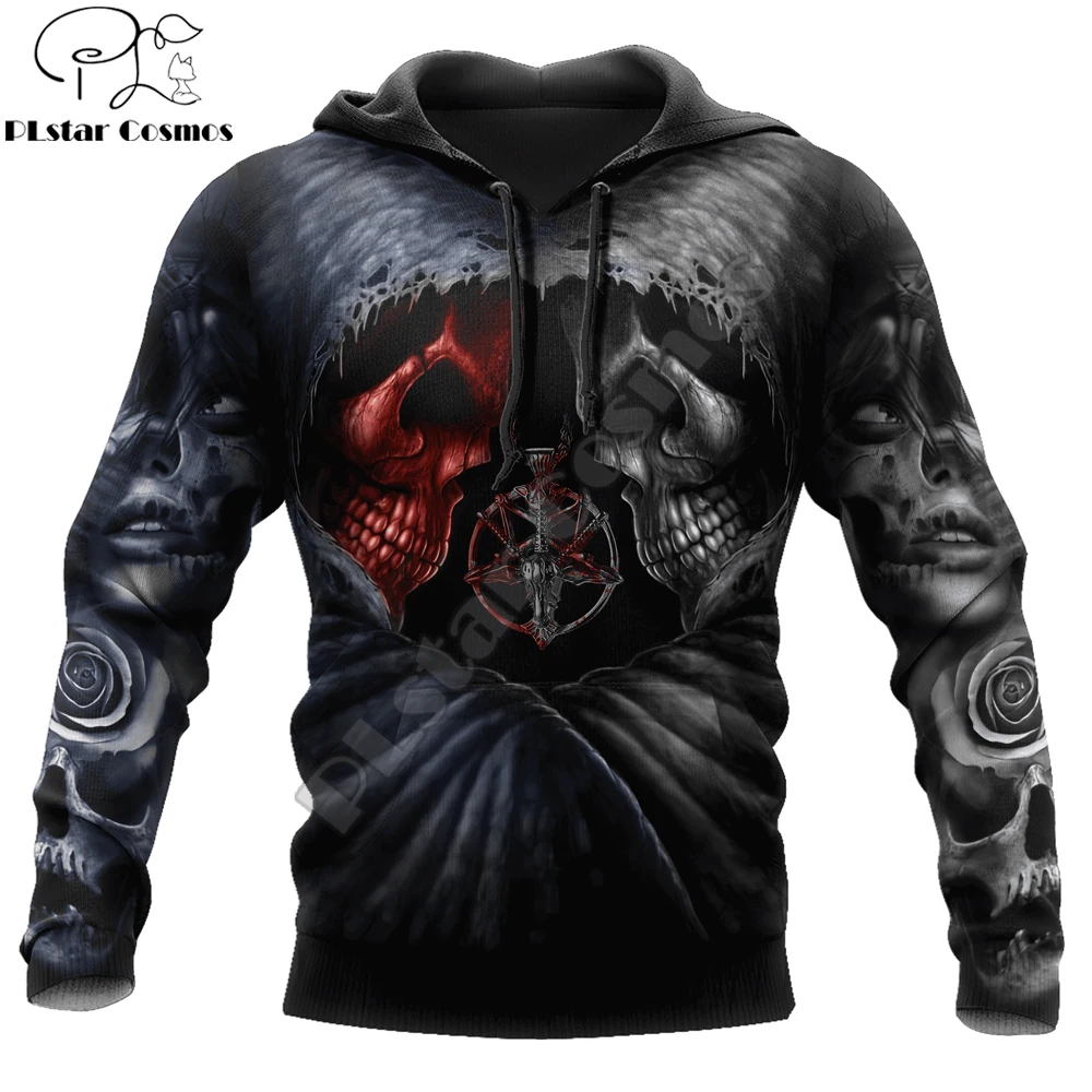 

Reaper Skull Angel And Demon 3D All Over Printed Mens hoodies and Sweatshirt Autumn Unisex zipper Hoodie Casual Sportswear DW800