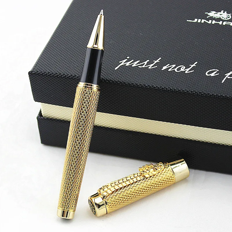 Jinhao Dragon Rollerball Pen com Estojo Original, Canetas Esferográficas de Metal, Presente de Natal, Alta Qualidade, Presente de Luxo, 1200