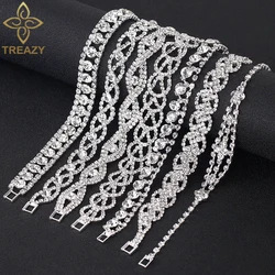 TREAZY Fashion Crystal Bracelets For Women Silver Color Rhinestone Bracelets & Bangles Femme Bridal Prom Wedding Jewelry Gift