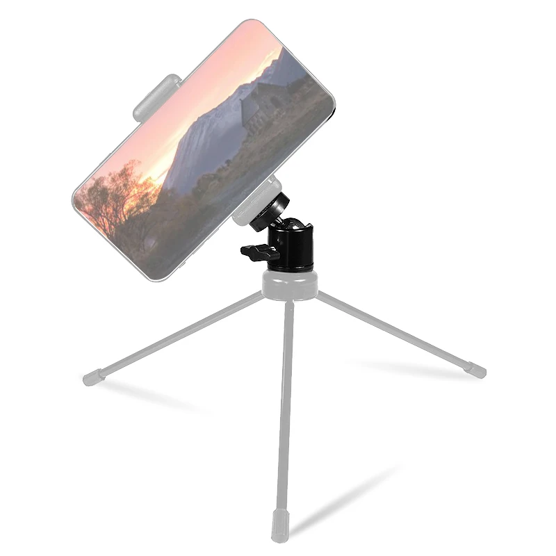 미니 볼 헤드 휴대폰 마운트 삼각대, 360 도 회전 촬영, 경량 휴대용 볼 헤드, LED 조명 브래킷용