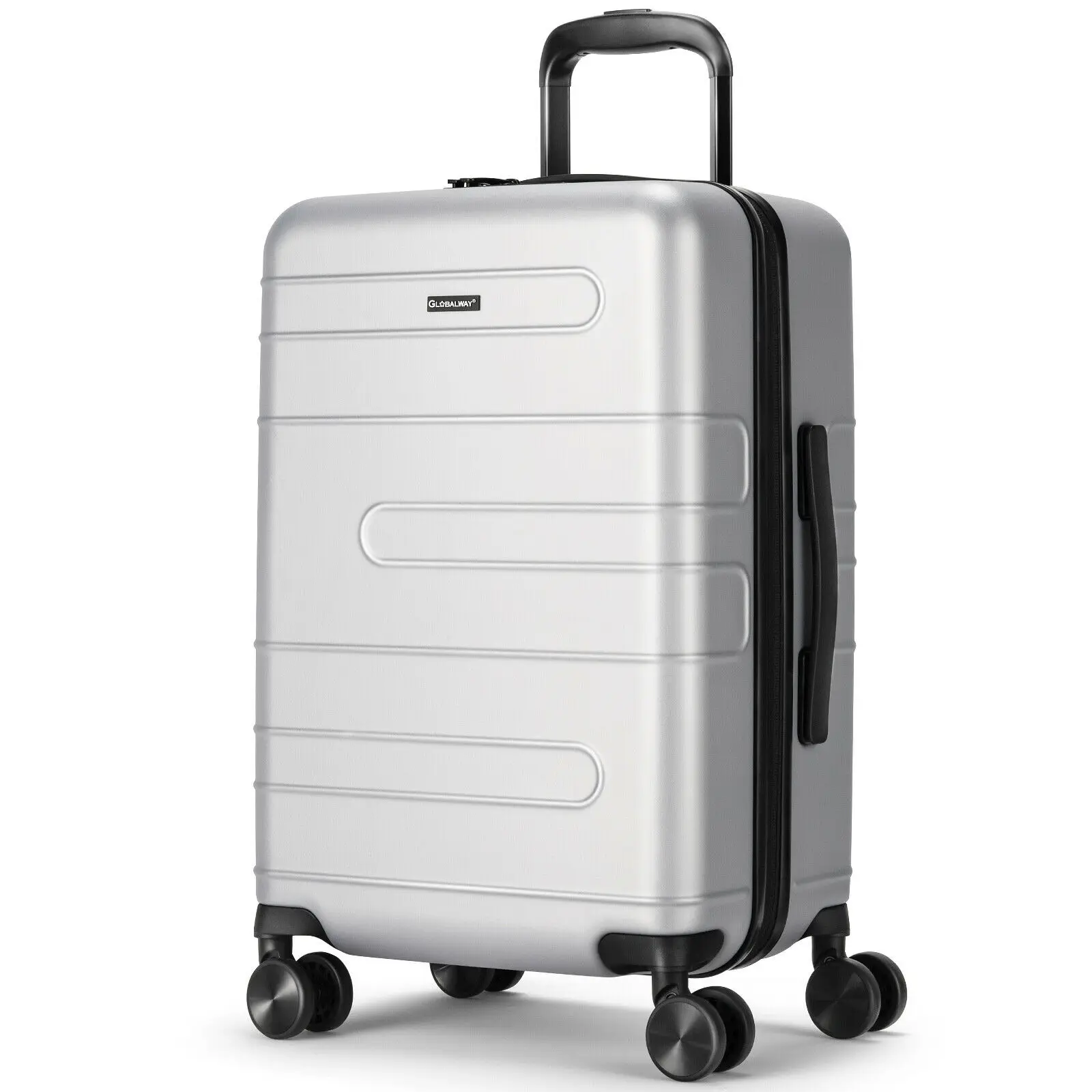 Costway 20''Expandable Luggage Hardside Suitcase w/Spinner Wheel&TSA Lock Silver