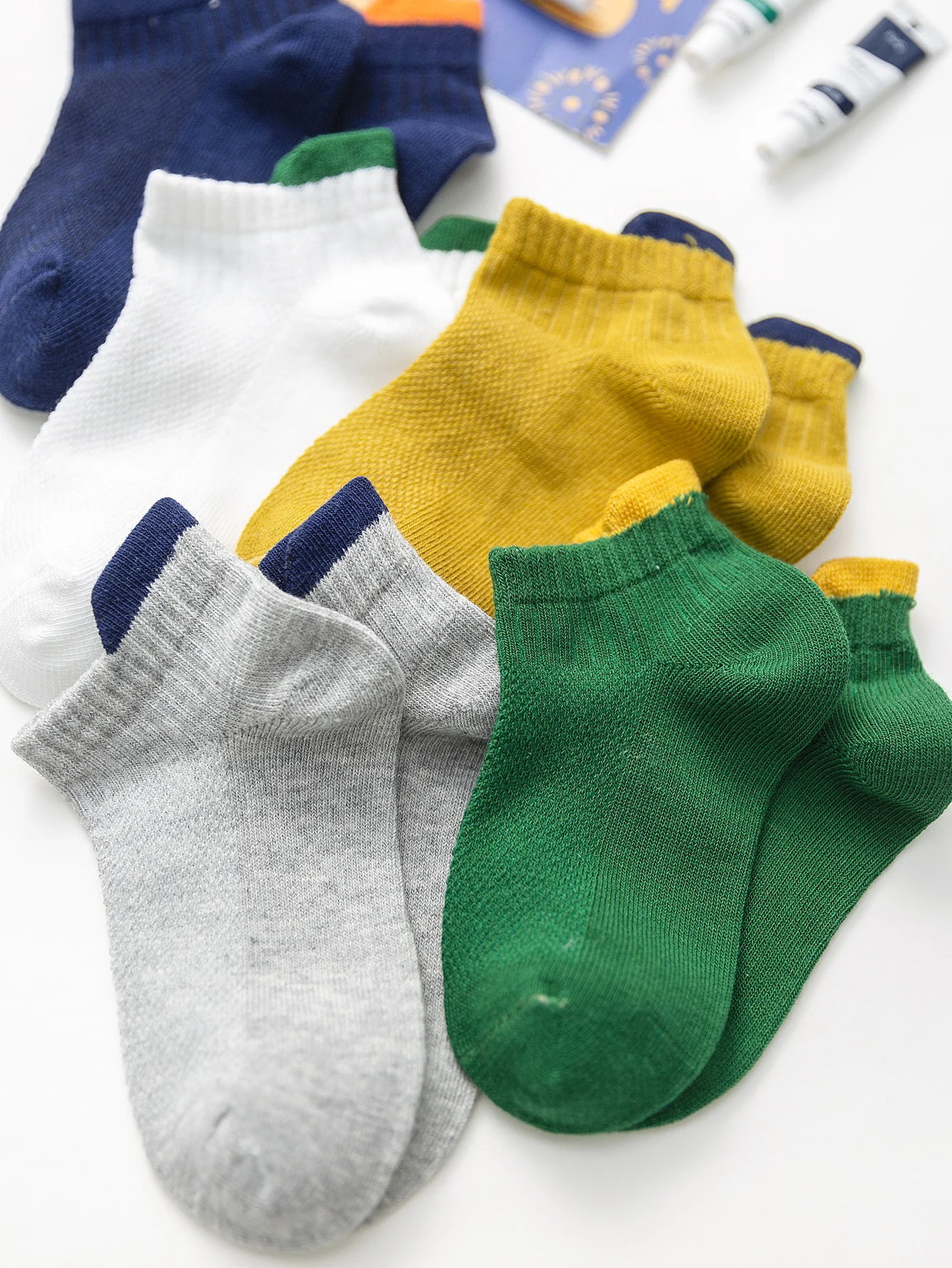 

5pairs Toddler Boys Two Tone Ankle Socks