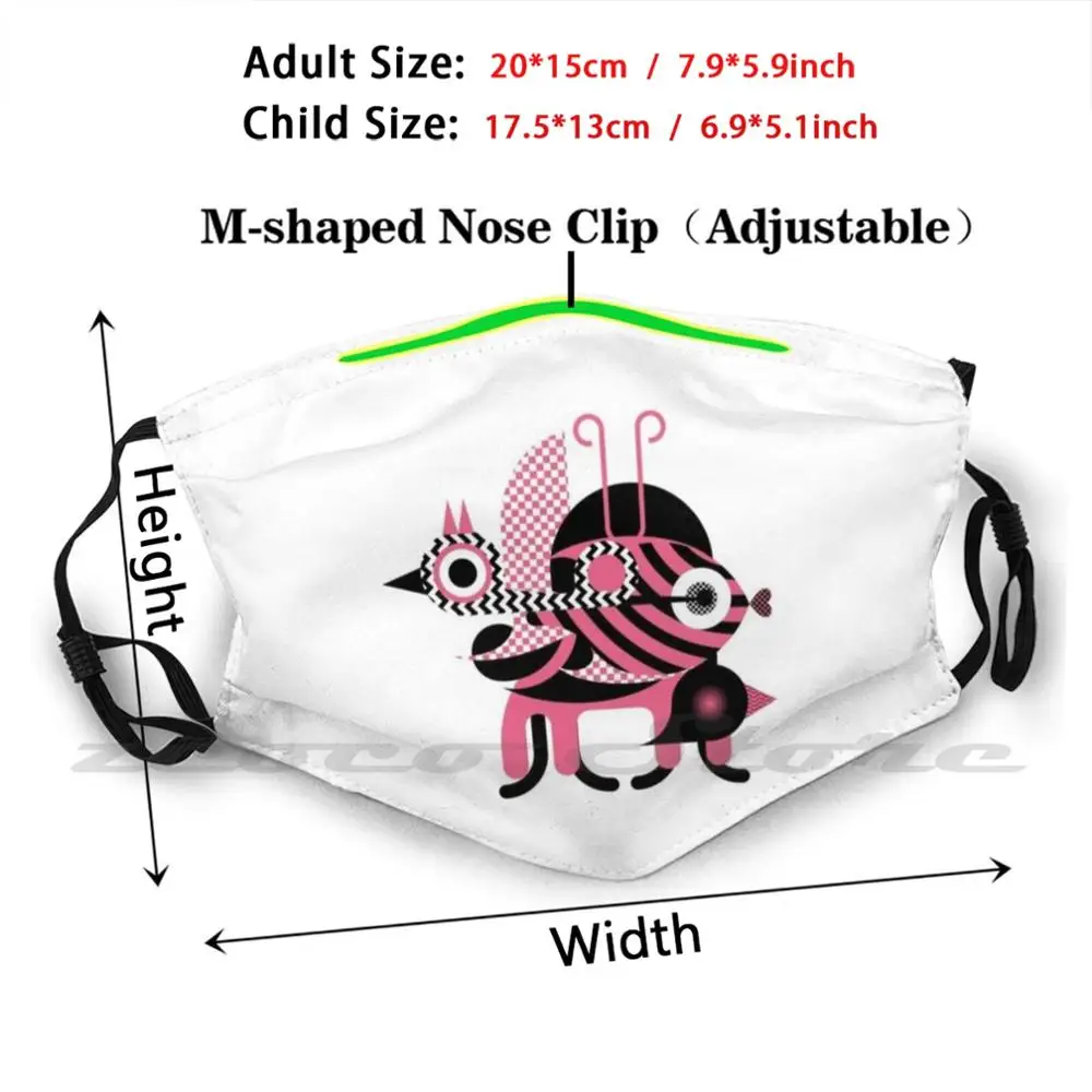 Deepseacrabius Mask Cloth Reusable Print Filter Washable Animals Weird Fictional Hybrid Pink Black Geometric Impossible