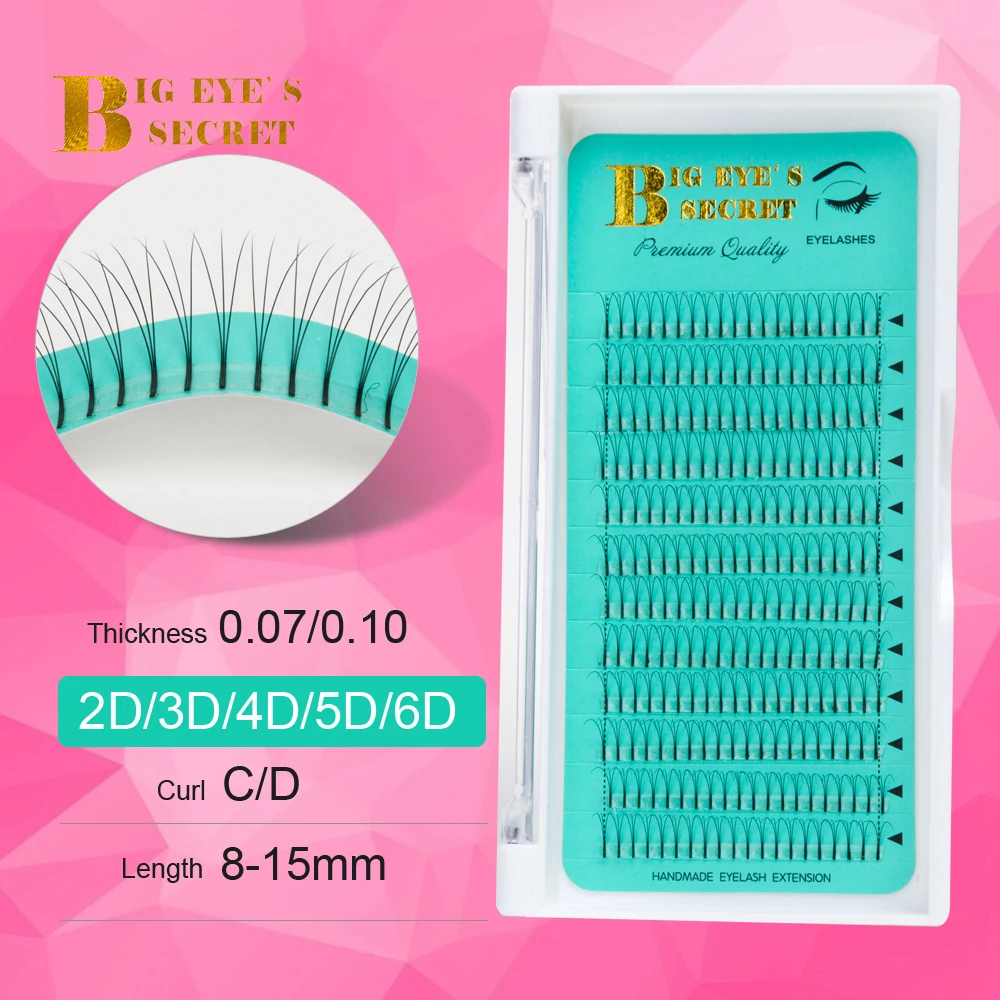 Big Eye\'s Secret 2D~6DMix Pre Made Volume Fans Eyelashes Extension Faux Mink Russian Premade Volume Fans  Eyelashes Makeup Tools