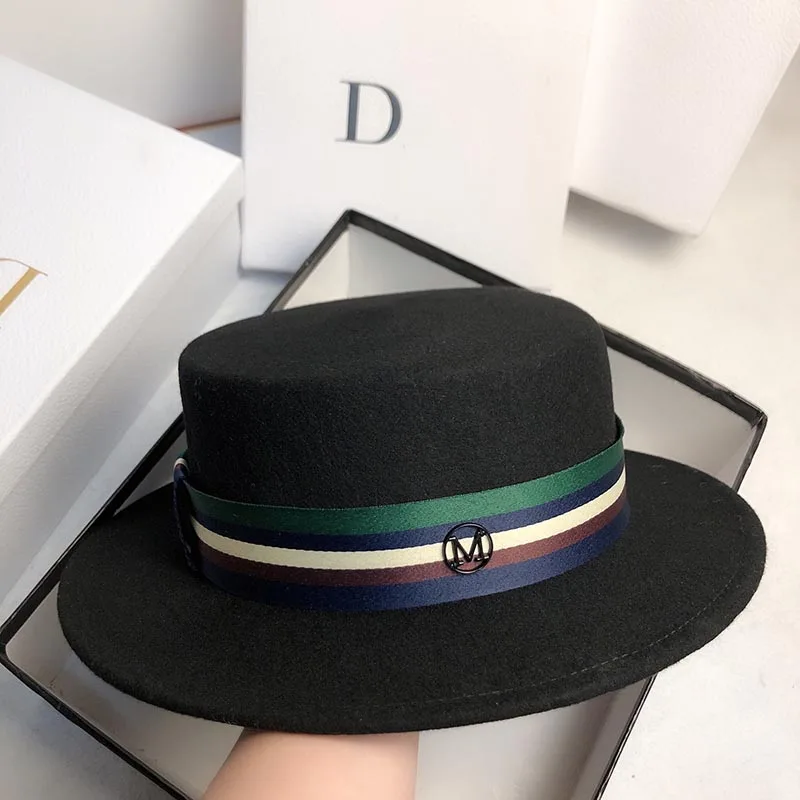 2021 New Hats For Women Men High Quality Wool Fedoras Hat Retro Flat Top Wide Brim Cap Fashion Simplicity Jazz Hat Autumn Winter