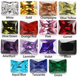 15 Colors/Lot AAAAA Rectangle Cubic Zirconia Stone 4x8~7x14mm Brilliant Cut Loose Synthetic Gems Beads For Jewelry DIY Making