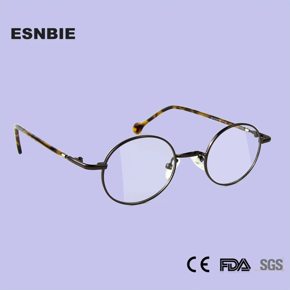 ESNBIE High Quality Alloy Metal Round Glasses Frame For Women Gold Men Vintage Oval Clear Lens Fashionable Spectacle Frames