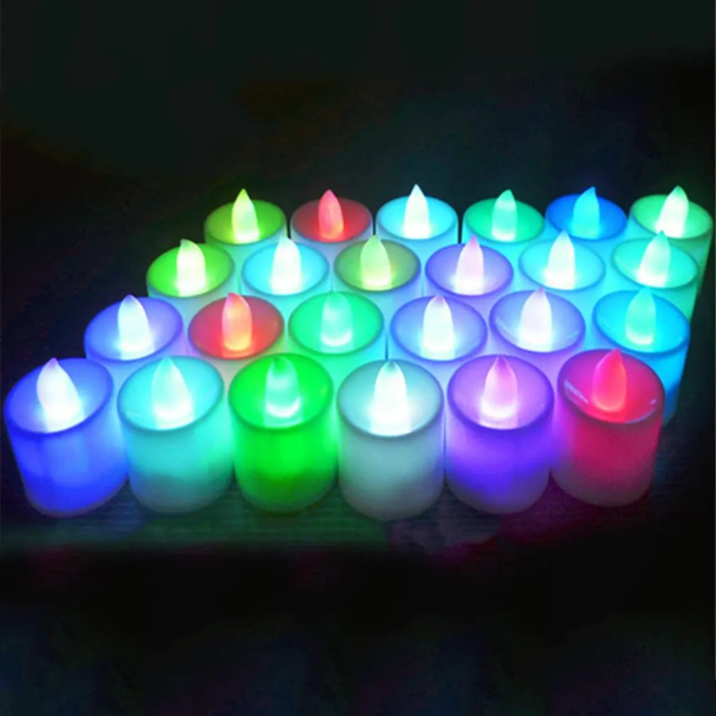 24pcs Creative LED Candle Multicolor Color Lamp light colorful fast flashing color changing Creative Decoration Birthday Party