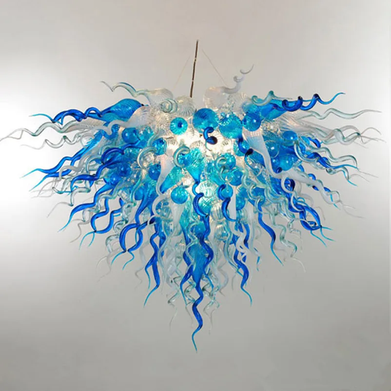 Blue Glass Pendant Lamps Chihuly Hand Blown Glass Chandeliers for Home Decoration 32 by 24 Inches