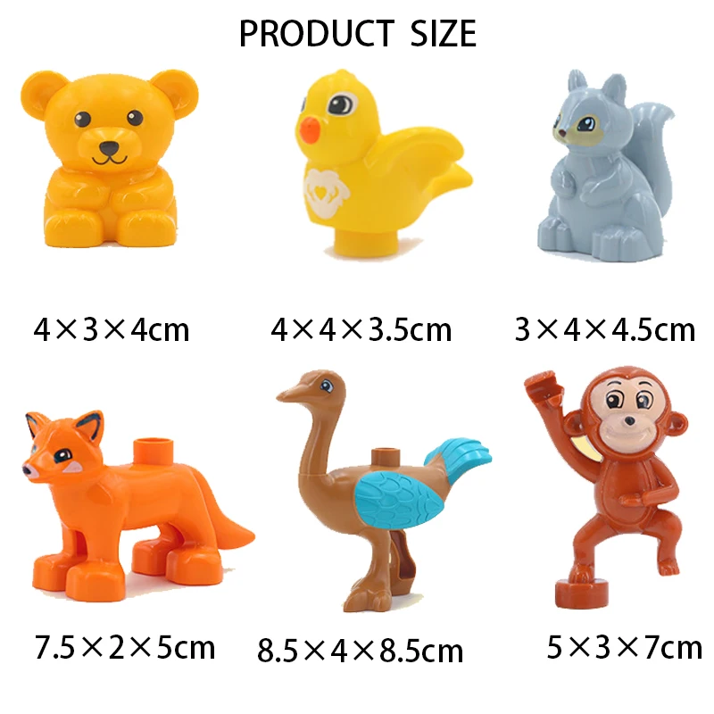 Large Particle Animals Set Building Blocks Figures Dinosaurs Crocodile Elephant Zoo Series DIY Blocks Kids Educational Toy