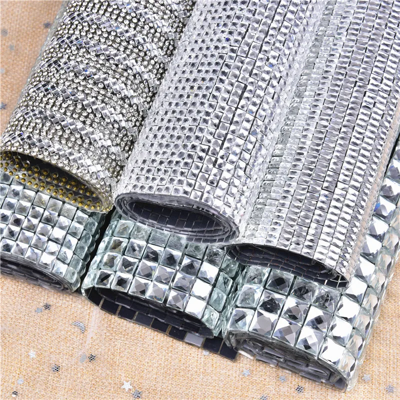 24*40 Cm Hotfix foglio Bling rettangolo Strass Trim cristallo Applique ferro su Strass maglia nastro fasciatura scarpe fai da te decorazioni