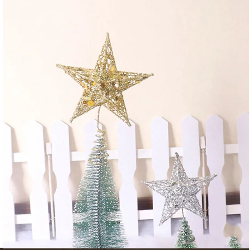 12/15/20cm Gold Christmas Tree Top Iron Star for Xmas Tree Ornaments Tree Top Navidad Noel Kerst Natal New Year Party Decoration