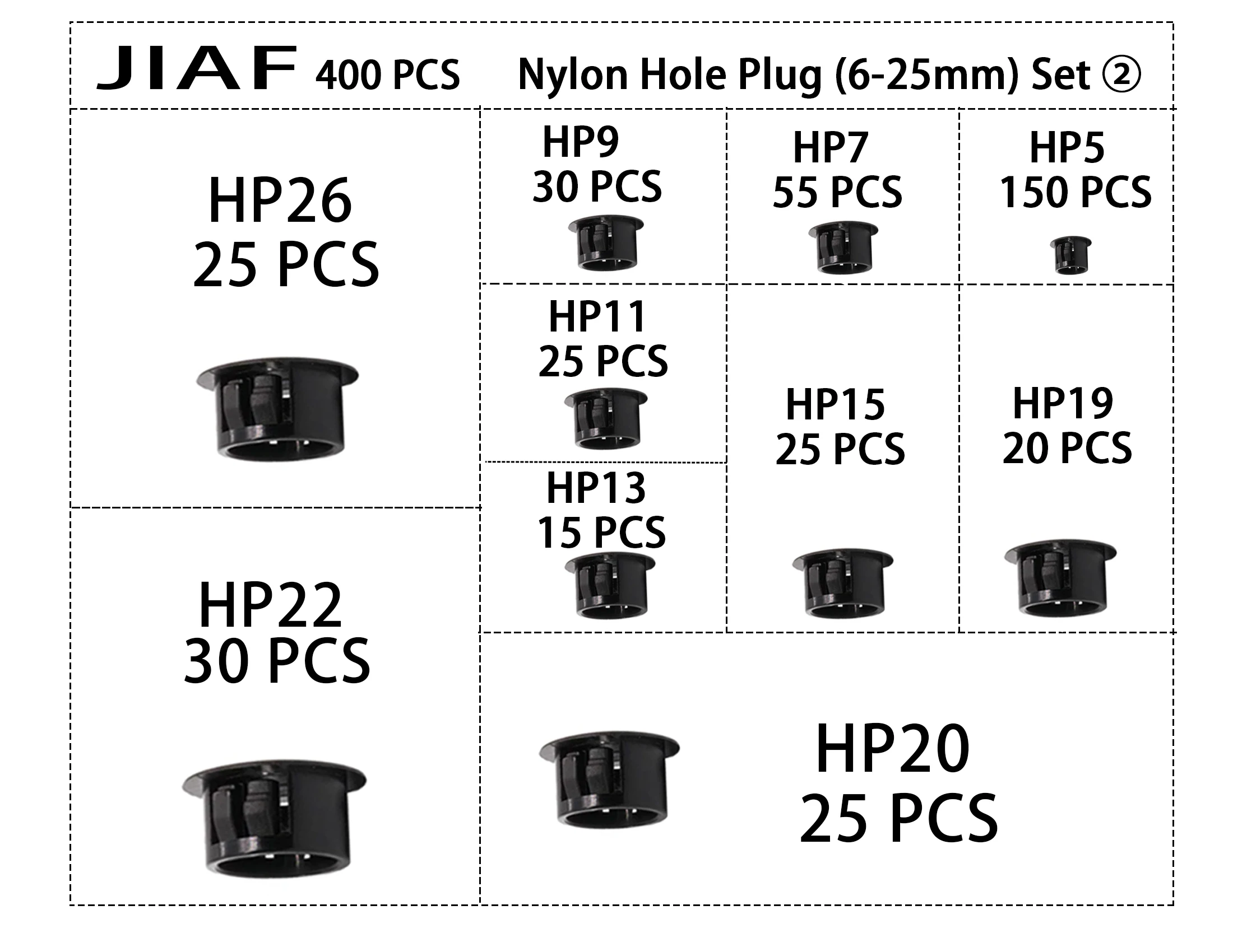 Imagem -03 - Tomada Plástica do Furo com Pressão 625 mm 5-26 mm Tampa de Nylon Uso para a Tabela e o Furo da Caixa Tomadas da Selagem Ajustadas 400 Peças Hp-22