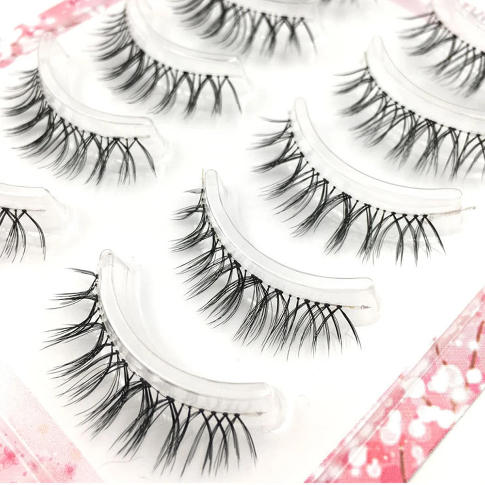 NEUE 5 paar Falsche Wimpern Natürlich Simulierte Starke Transparent Stem Gefälschte Wimpern Anfänger Make-Up-Tools Wimpern