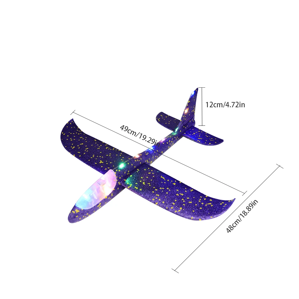 48cm Nachtlicht Handwurf flackernden Flugzeug Schaum Start Fliegen gleiter Flugzeuge Modell Flugzeug Outdoor Spaß Spielzeug für Kinder Spiel