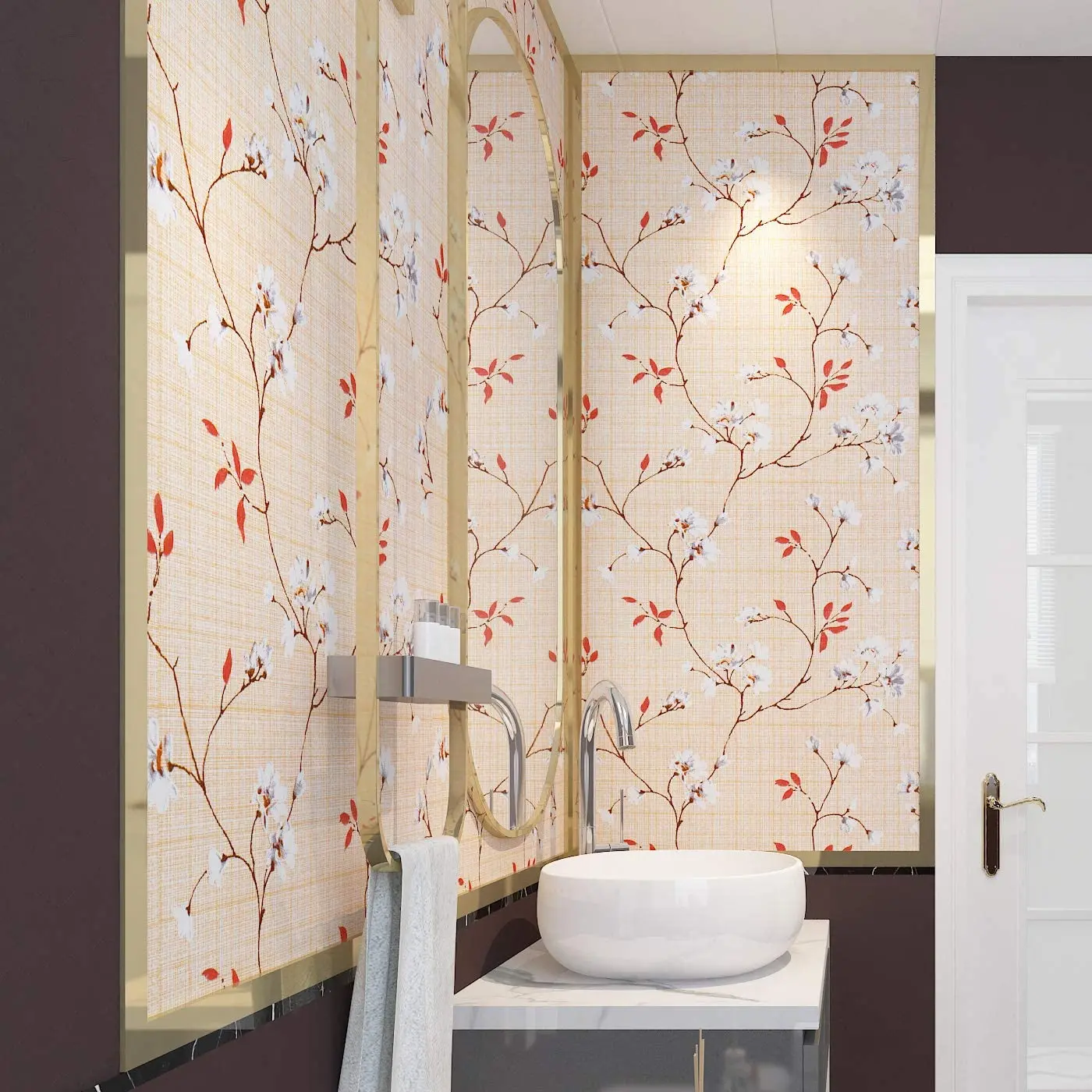 Vinyl Floral Tapete Schälen Und Stick Weiße Blume Rot Blätter Selbst Klebe Wallpaper Abnehmbare, Wasserdichte Dekorative Wand Papier