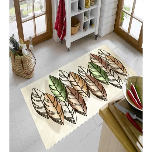 West Home Digital Printed Washable Non-Slip Leather Based Kitchen Rug