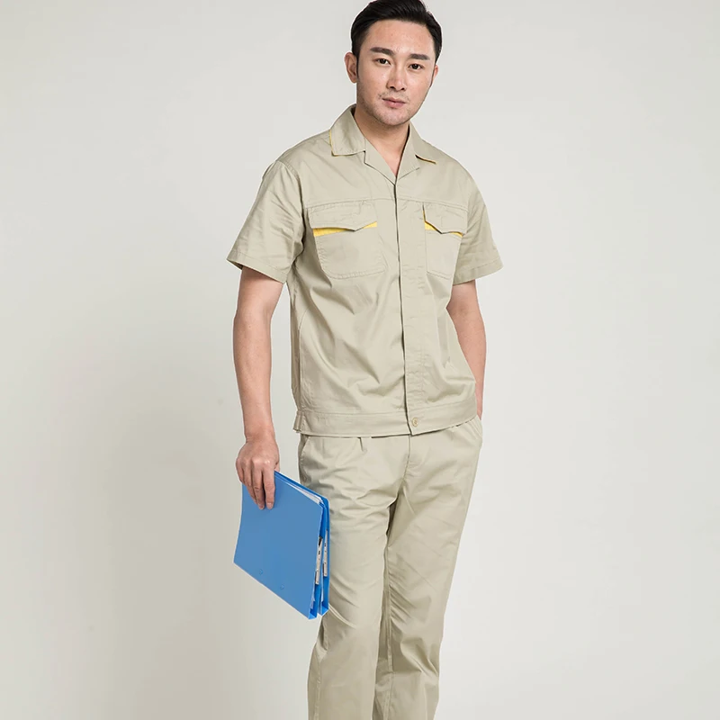 Worker Clothes Coverall Summer Thin Wear-resistant Washable Cotton Skin-friendly Factory Workshop Mechanical Repairmen Uniforms