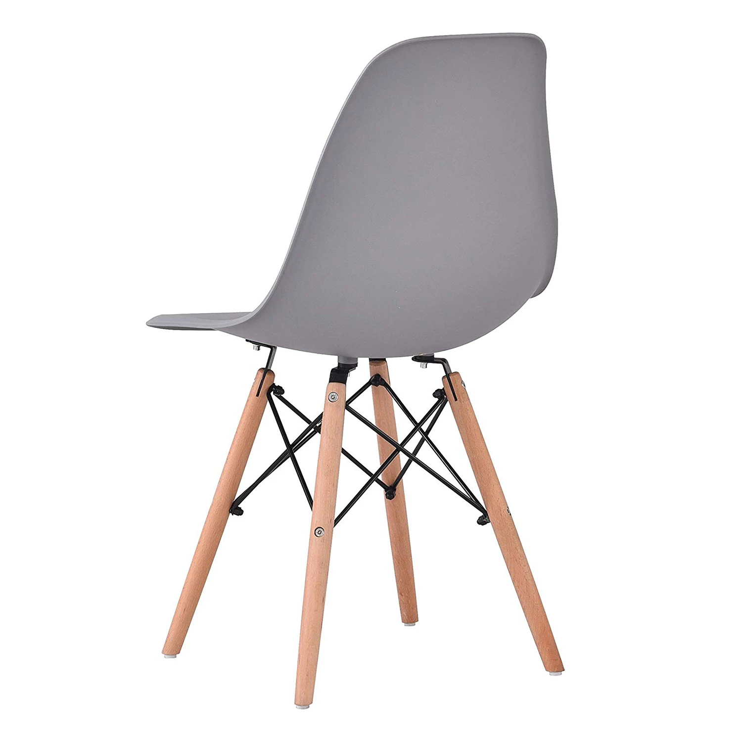 6Pcs/Set Dining Chair Nordic Style Office Chair Plastic Kitchen Chairs Wooden Feet Dining Room Living Room Chairs (White/Black)