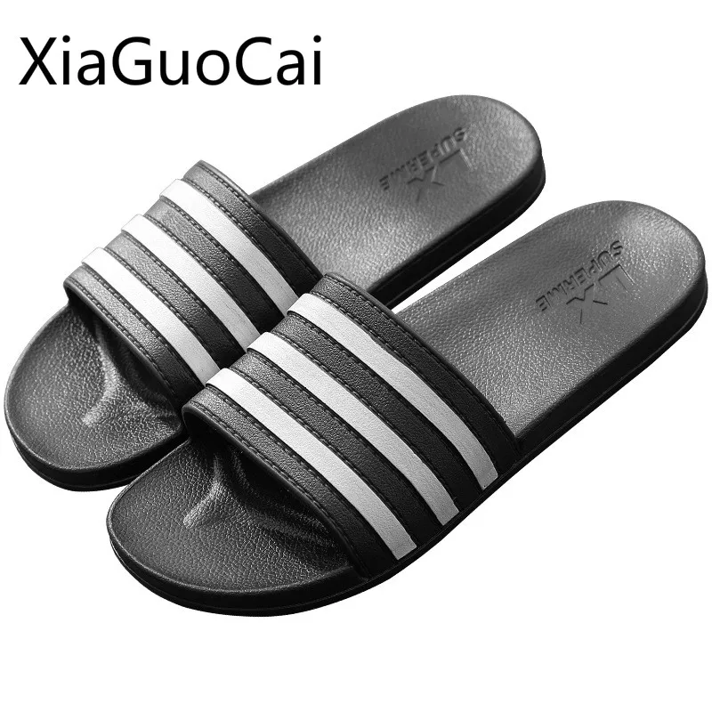 Summer Outdoors Couple Slippers Bathroom Fashion Unisex Slippers Anti-slip Pvc Strip Women Slippers Slides